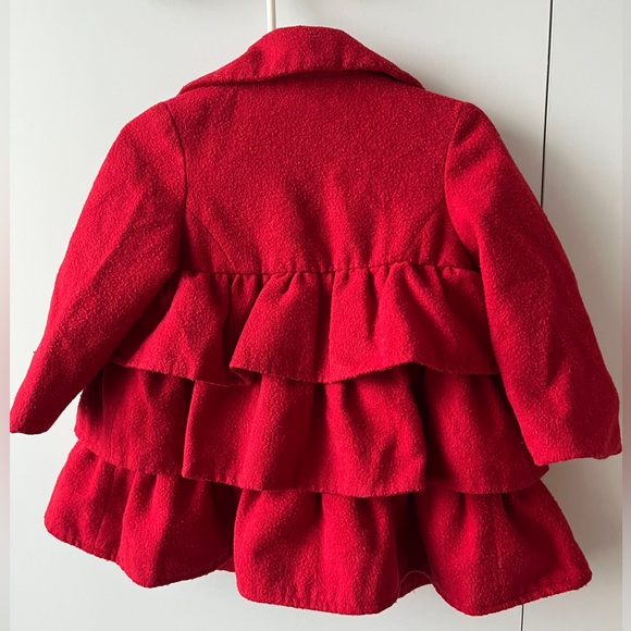 Red tiered ruffle coat Sz 12m - Picture 2 of 5